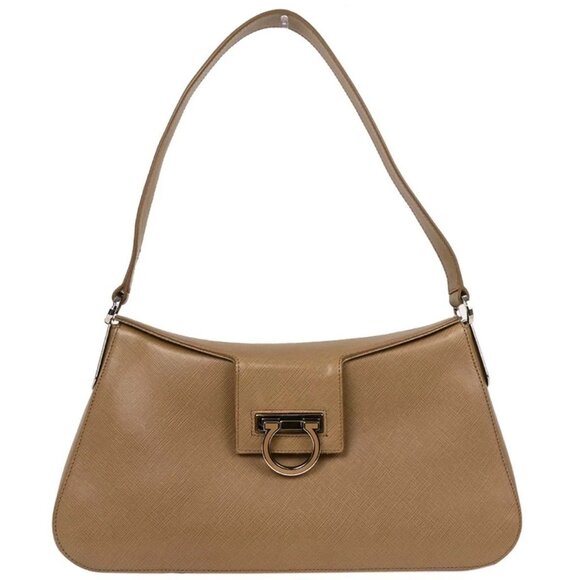 Salvatore Ferragamo Brown Leather Gancini Handbag - Picture 1 of 11